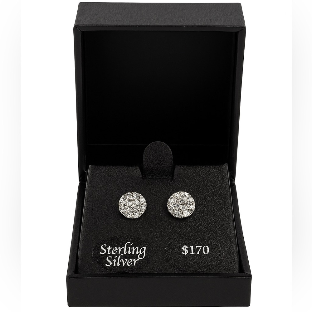 Sterling Silver Diamond Stud Earrings